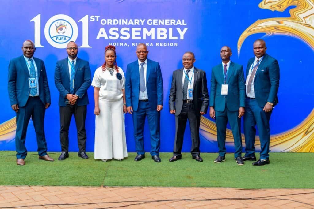 A group photo of the FUFA President and some of the Committee members